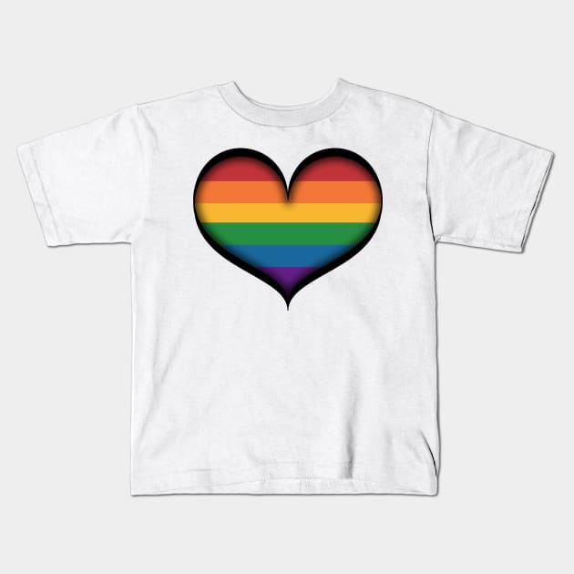 Large Vector Heart in LGBTQ Rainbow Pride Flag Colors Kids T-Shirt by LiveLoudGraphics